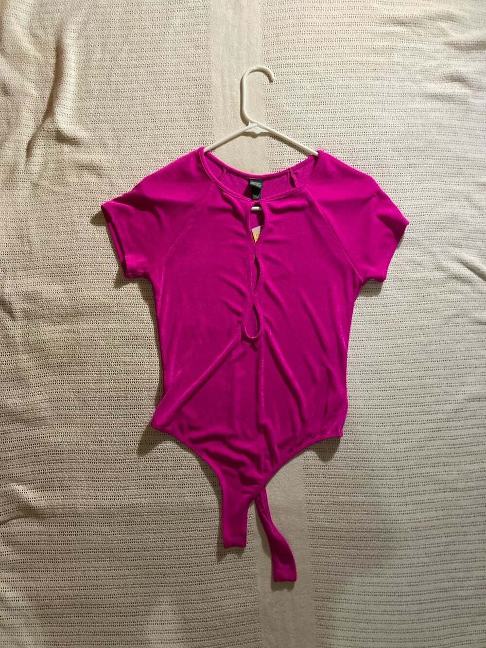 Wild Fable Vibrant Pink Cut Out Front Bodysuit
